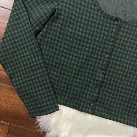 Madewell Size XL Gingham Check Jacquard Cardigan‎ Sweater Jacket - Picture 2 of 7